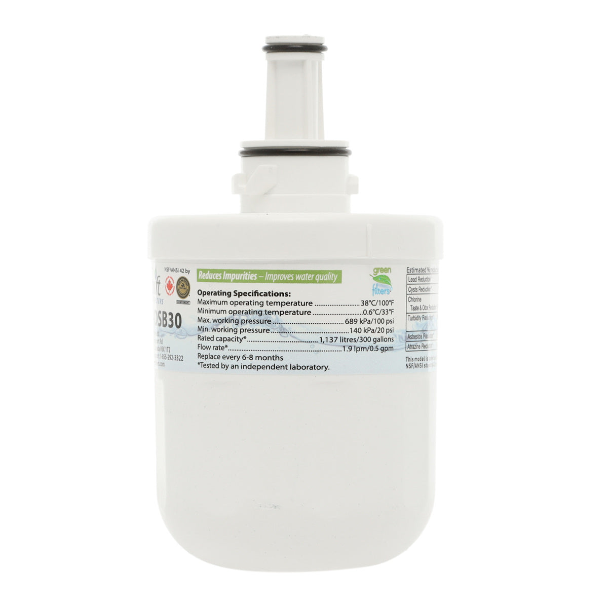 Swift Green Filter SGF-DSB30 VOC Removal Refrigerator Water Filter - Equivalent to Samsung DA29-00003G, DA2900003AB Supco