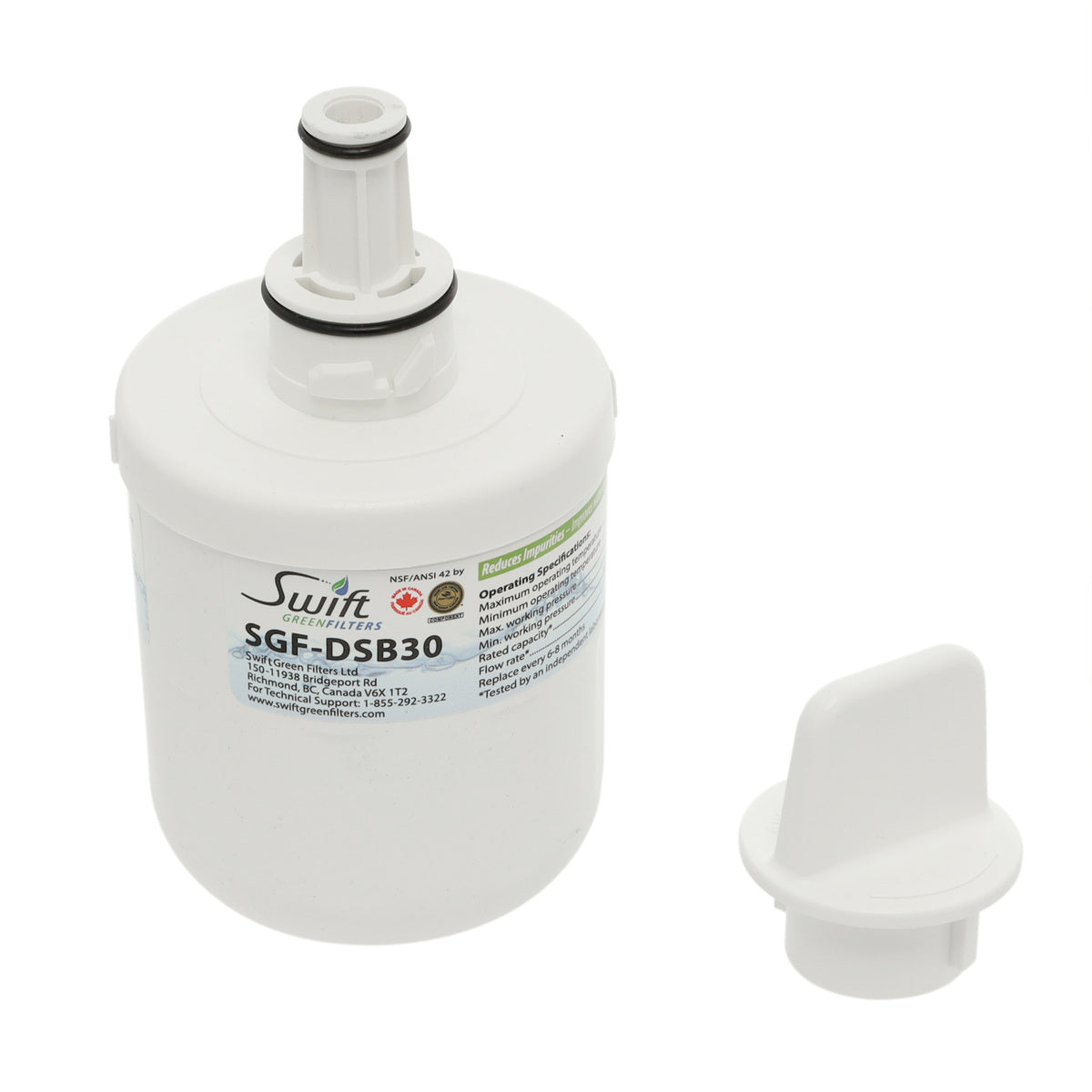 Swift Green Filter SGF-DSB30 VOC Removal Refrigerator Water Filter - Equivalent to Samsung DA29-00003G, DA2900003AB Supco